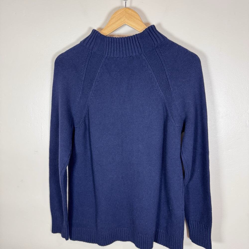 NWT Talbots Womens Cable Knit Sweater M Navy Funnel Neck Nautical Coastal Preppy - Picture 6 of 8